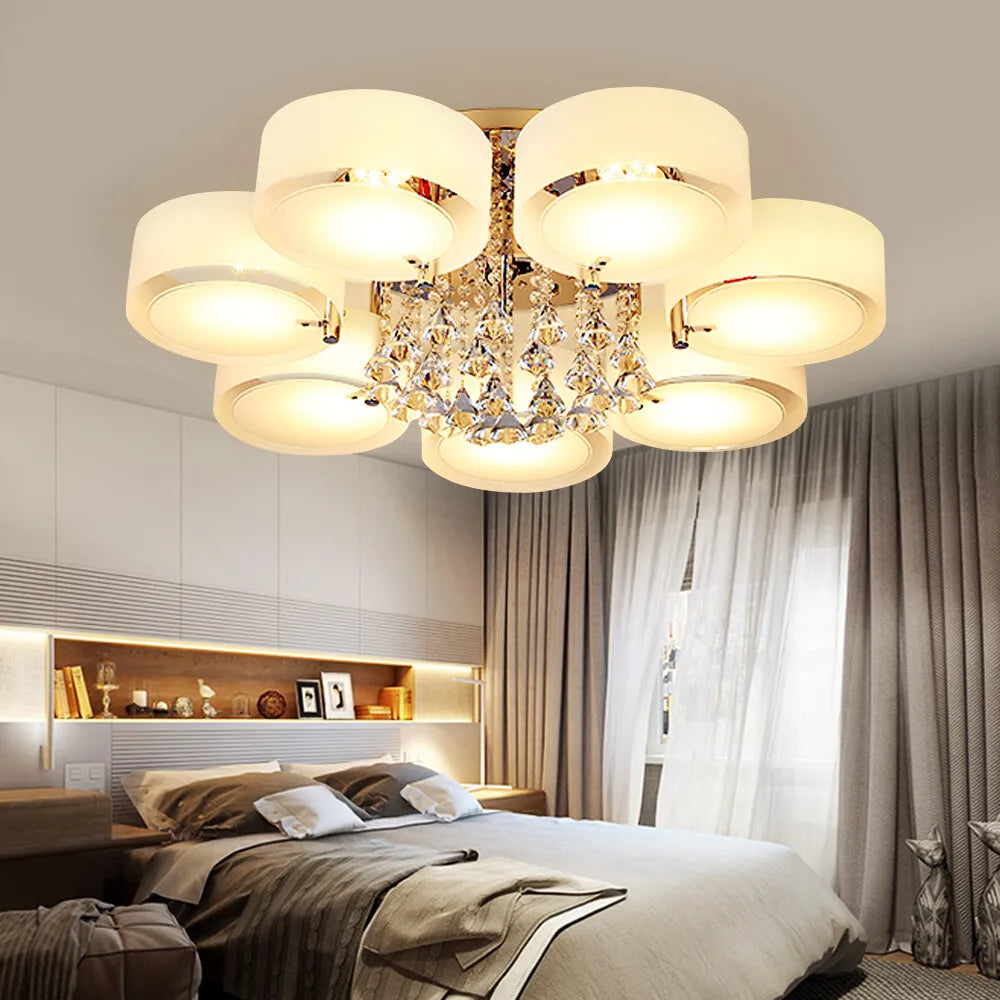 Flush Mount Ceiling Light Fixture with Elegant White Glass Shade | Modern Design for Versatile Spaces 7