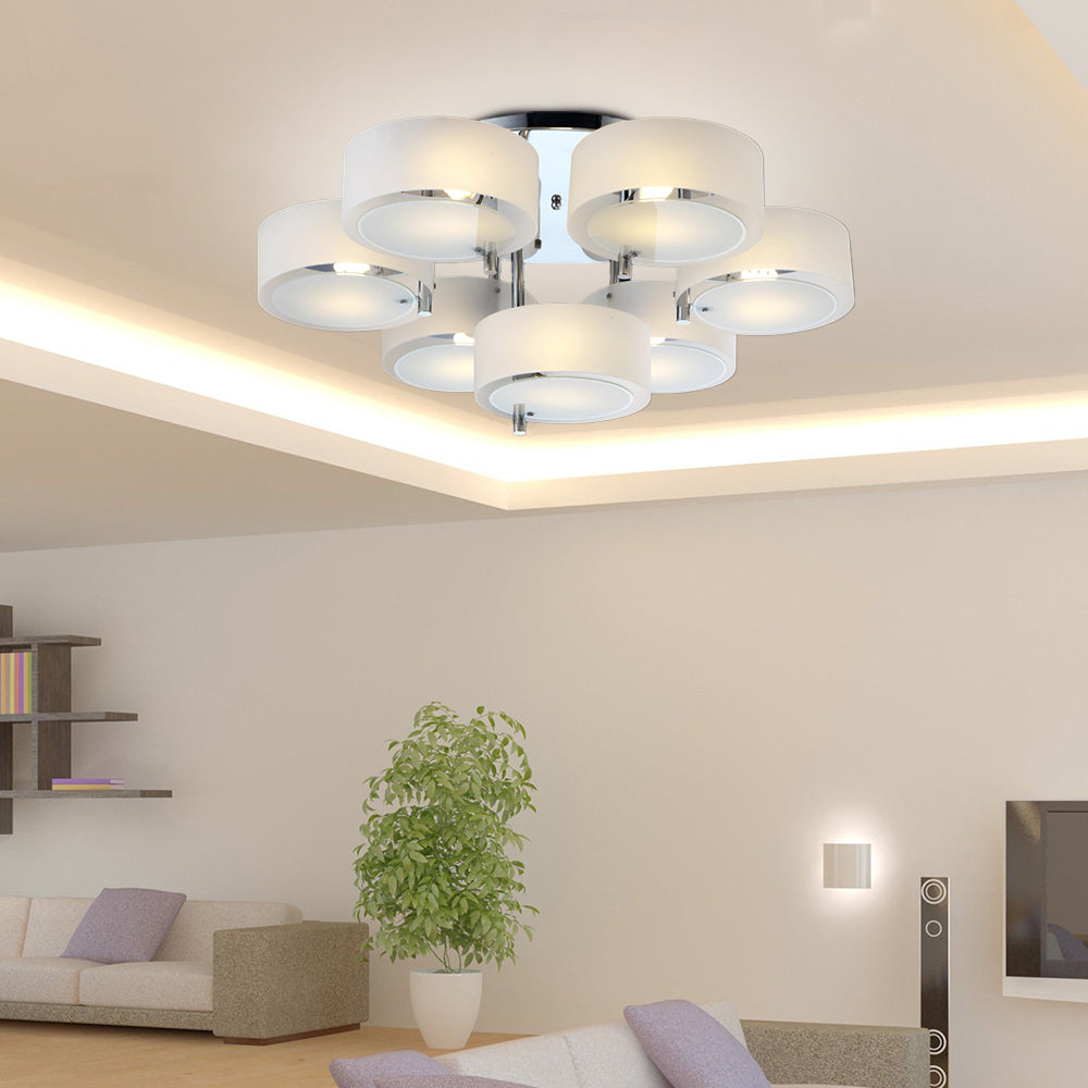 Flush Mount Ceiling Light Fixture with Elegant White Glass Shade | Modern Design for Versatile Spaces 9