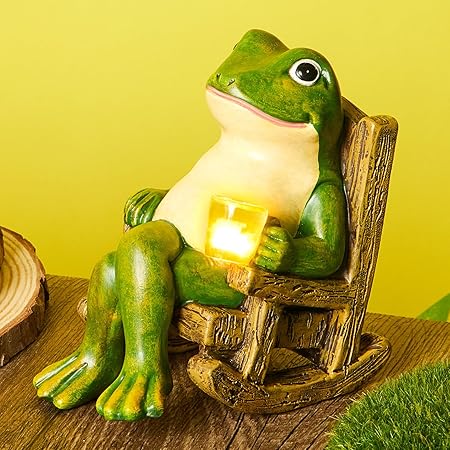 Glowing Frog Statue | Garden Decor with Soft Light | Whimsical Outdoor Accent for Cozy Atmosphere 0