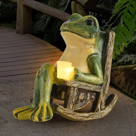 Glowing Frog Statue | Garden Decor with Soft Light | Whimsical Outdoor Accent for Cozy Atmosphere 1