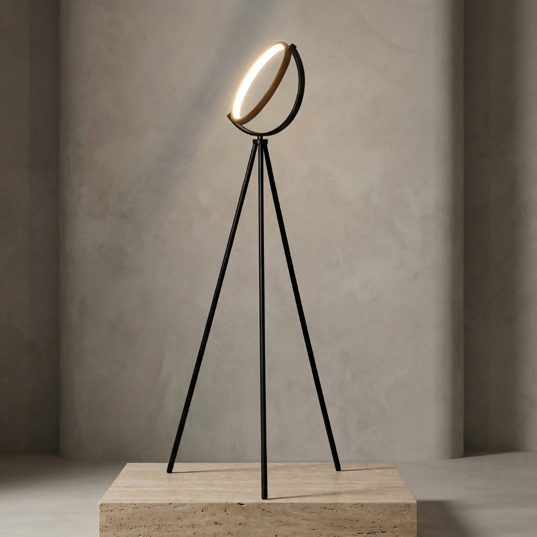 Halo | Modern Black Floor Lamp with Adjustable Height & LED Lighting | Sleek Design for Any Living Room 0