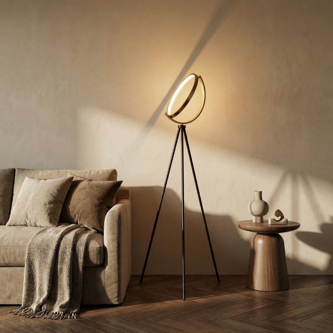 Halo | Modern Black Floor Lamp with Adjustable Height & LED Lighting | Sleek Design for Any Living Room 3