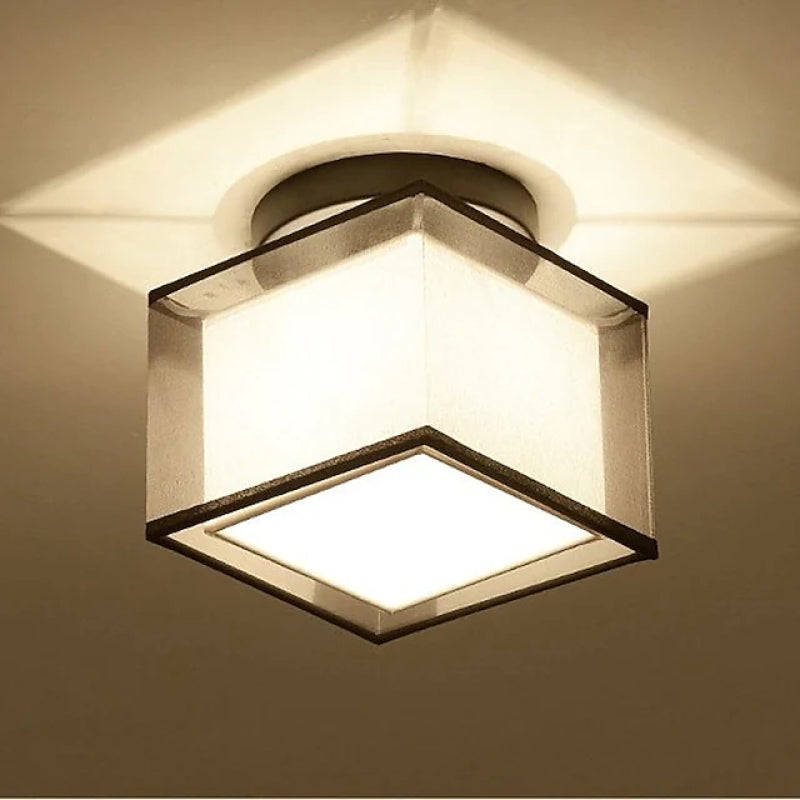 Herbert Flush Mount Ceiling Light, Metal & Fabric, Square or Circular | Black, E27 Base | Fits 15-20m² Rooms