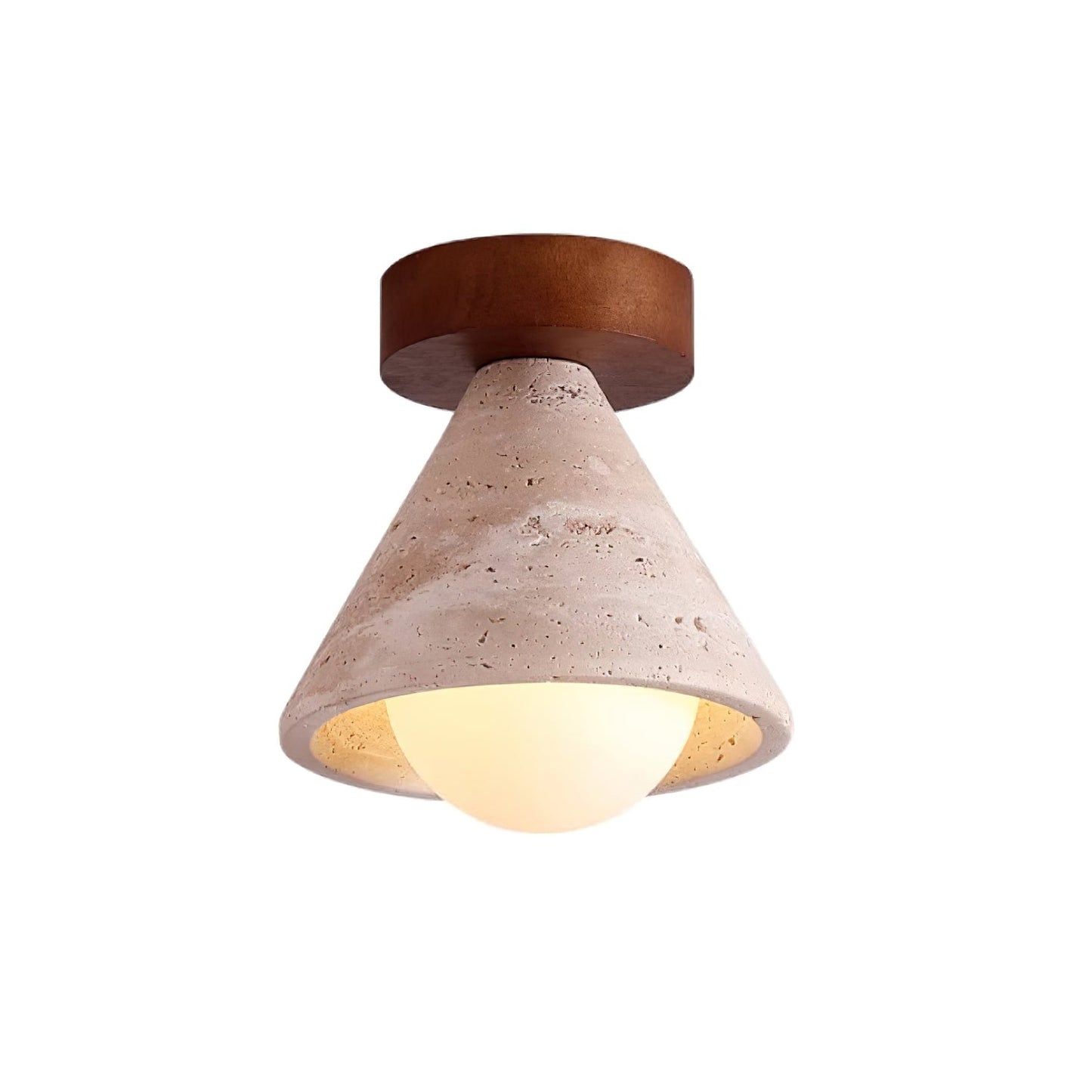 Hudon Collection | Flush Mount Ceiling Light Fixture with Wood Canopy | Elegant Travertine Design for Modern Spaces 4