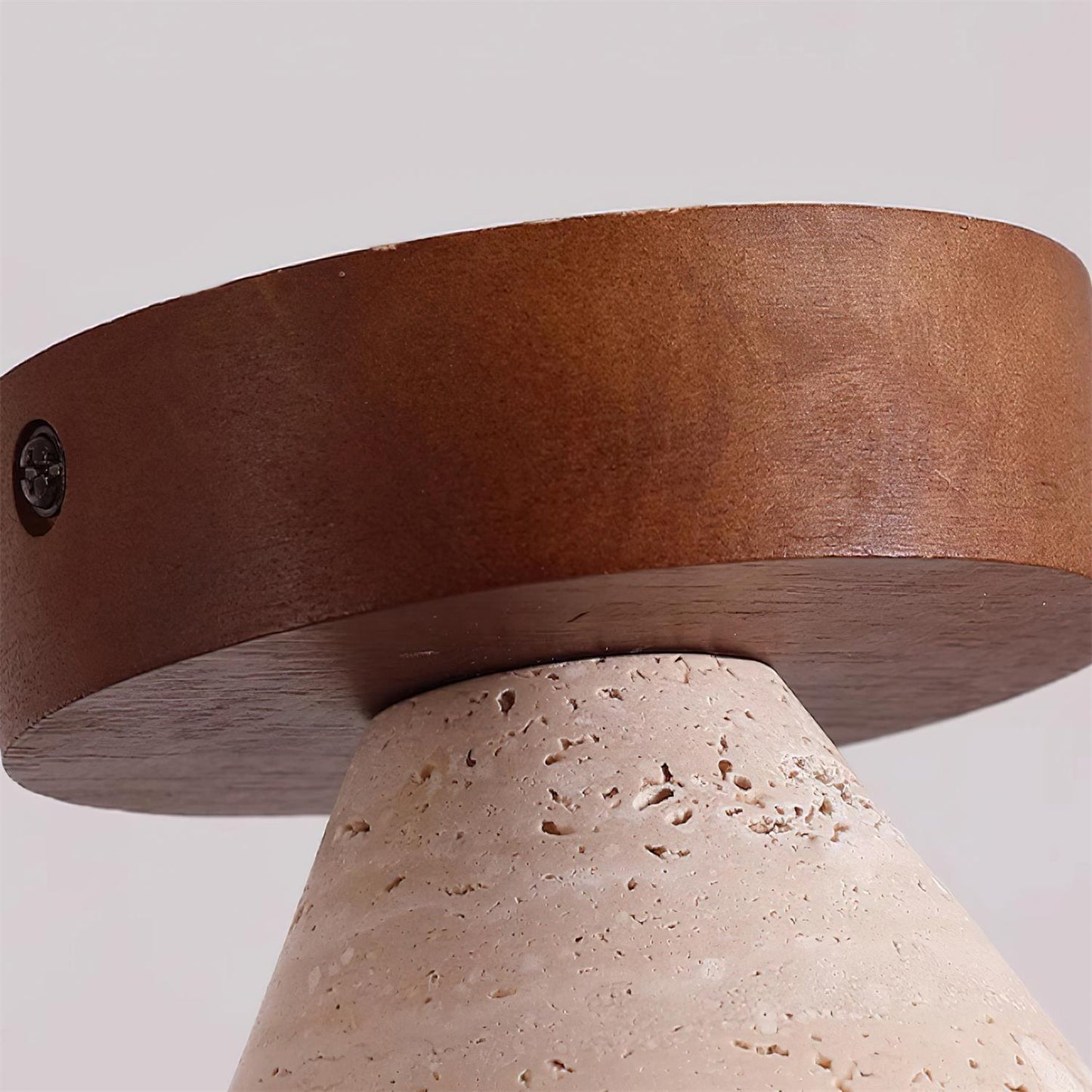 Hudon Collection | Flush Mount Ceiling Light Fixture with Wood Canopy | Elegant Travertine Design for Modern Spaces 5