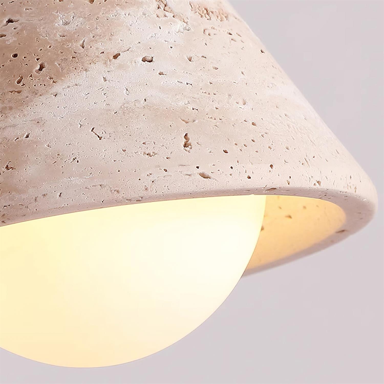 Hudon Collection | Flush Mount Ceiling Light Fixture with Wood Canopy | Elegant Travertine Design for Modern Spaces 6