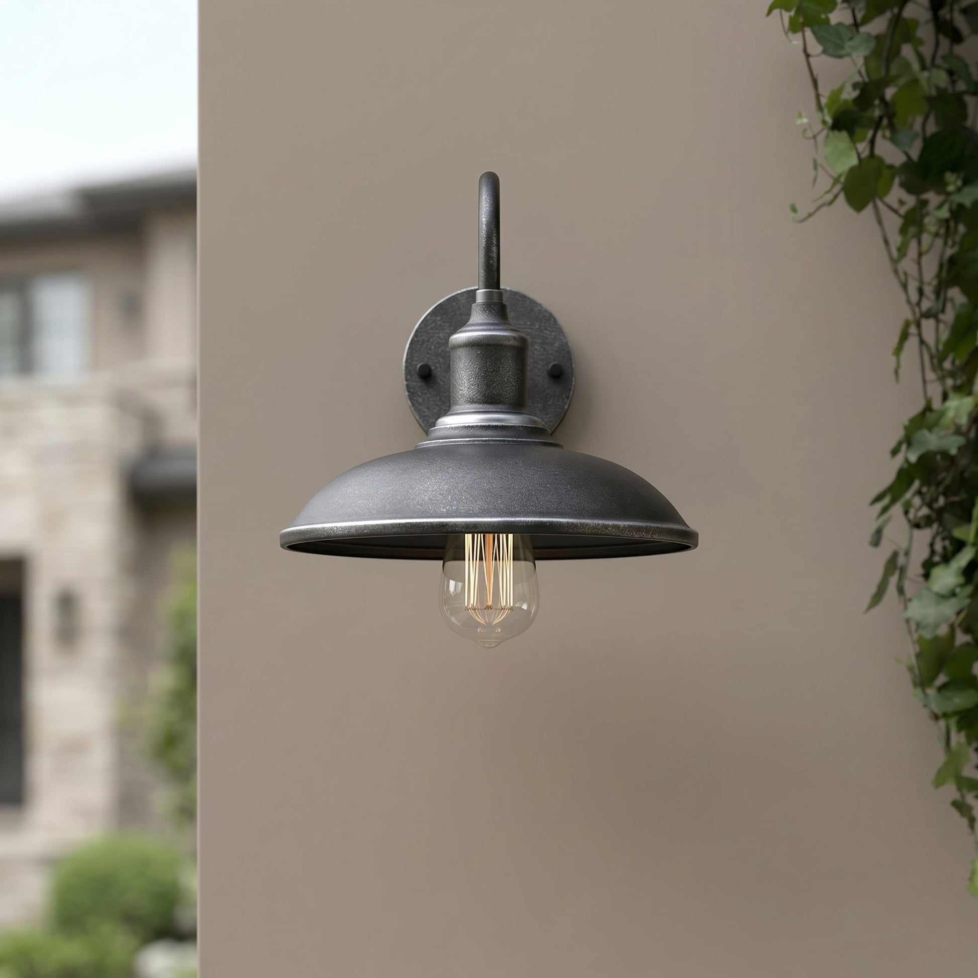 Industrial Outdoor Wall Light | Black Exterior Wall Lantern with Gooseneck Design | Durable Iron for Timeless Style 0