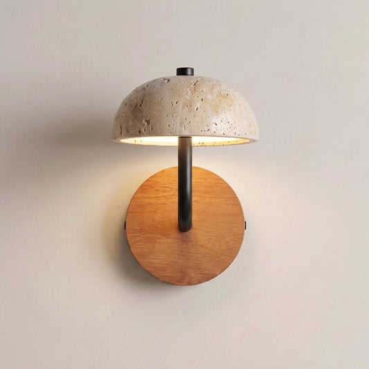 Junko | Wall Light with Soft Downward Glow & Travertine Texture | Ideal for Ambient Bathroom and Outdoor Spaces 0