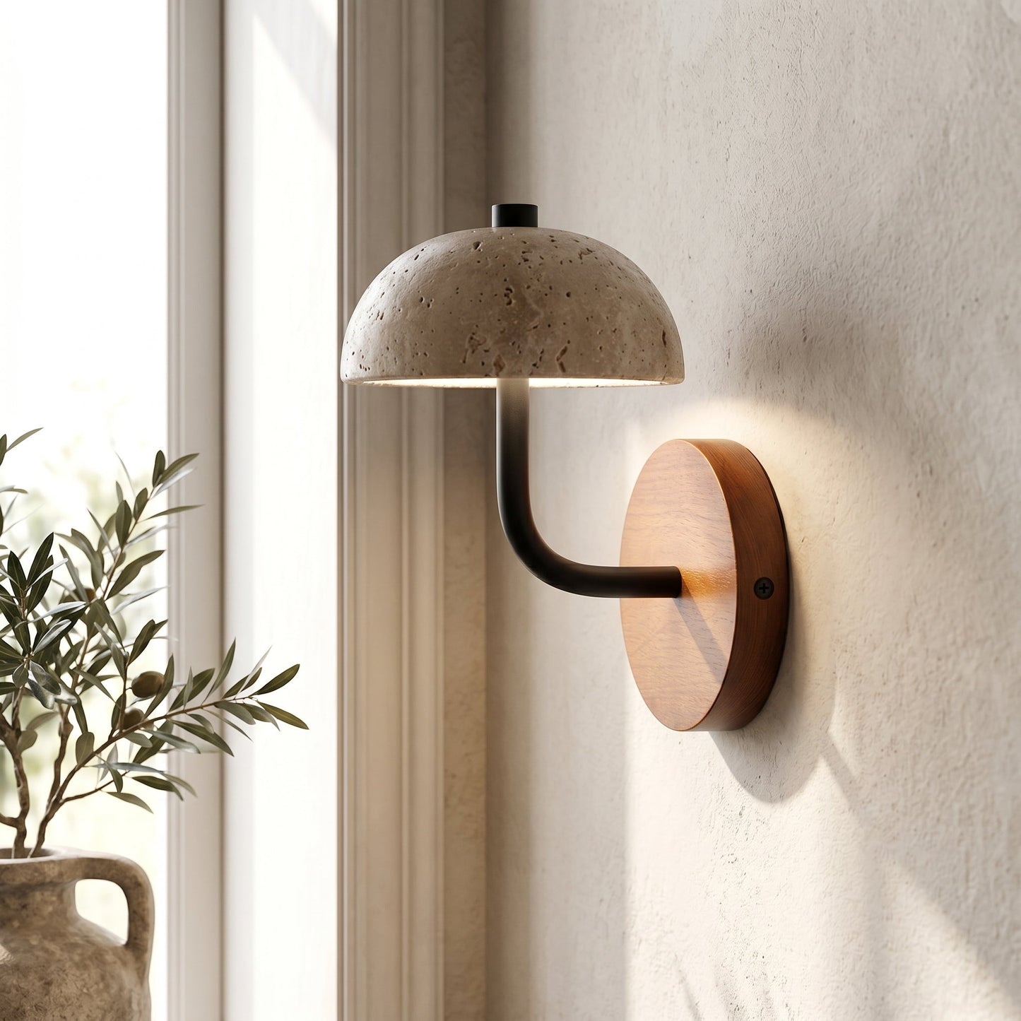 Junko | Wall Light with Soft Downward Glow & Travertine Texture | Ideal for Ambient Bathroom and Outdoor Spaces 4