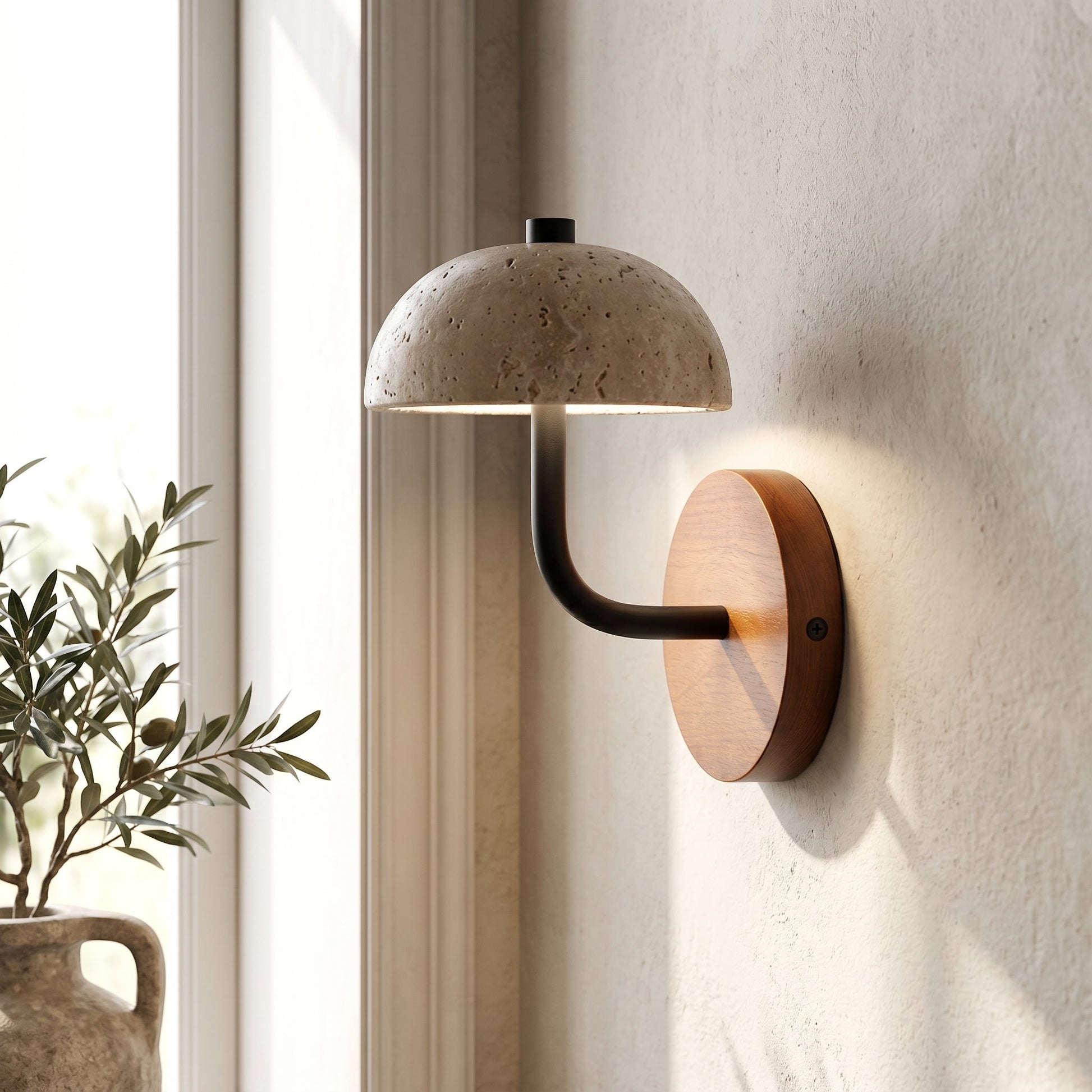 Junko | Wall Light with Soft Downward Glow & Travertine Texture | Ideal for Ambient Bathroom and Outdoor Spaces 4