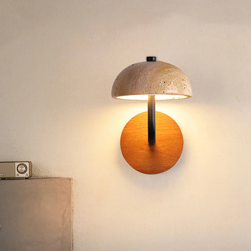 Junko | Wall Light with Soft Downward Glow & Travertine Texture | Ideal for Ambient Bathroom and Outdoor Spaces 6