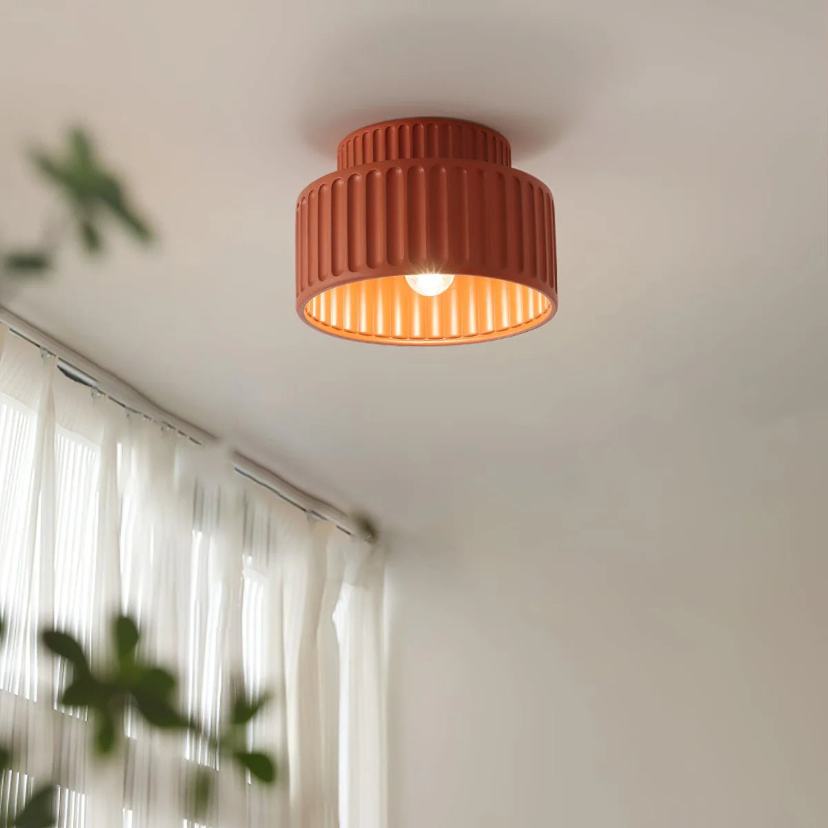 Hailie Pleated Macaron Ceiling Light orange lifestyle