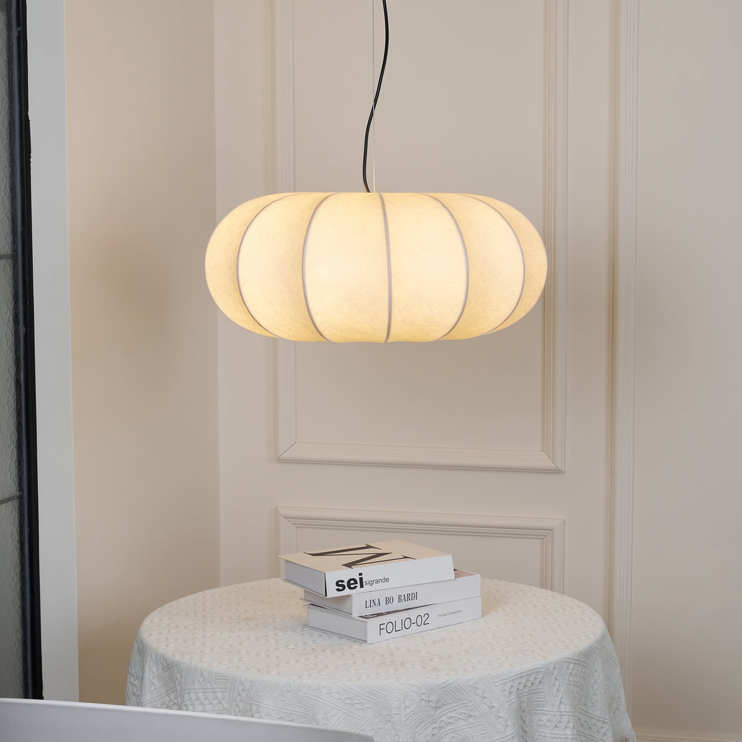 Kiyo | Pumpkin Pendant Light with Soft Linen Shade & Adjustable Height | Elegant Kitchen Pendant Lighting for Japandi Style 3