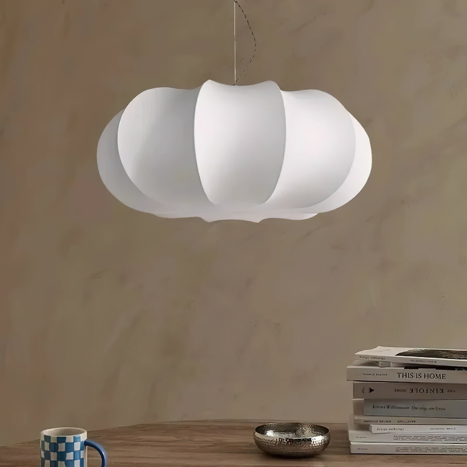 Kiyo | Pumpkin Pendant Light with Soft Linen Shade & Adjustable Height | Elegant Kitchen Pendant Lighting for Japandi Style 5