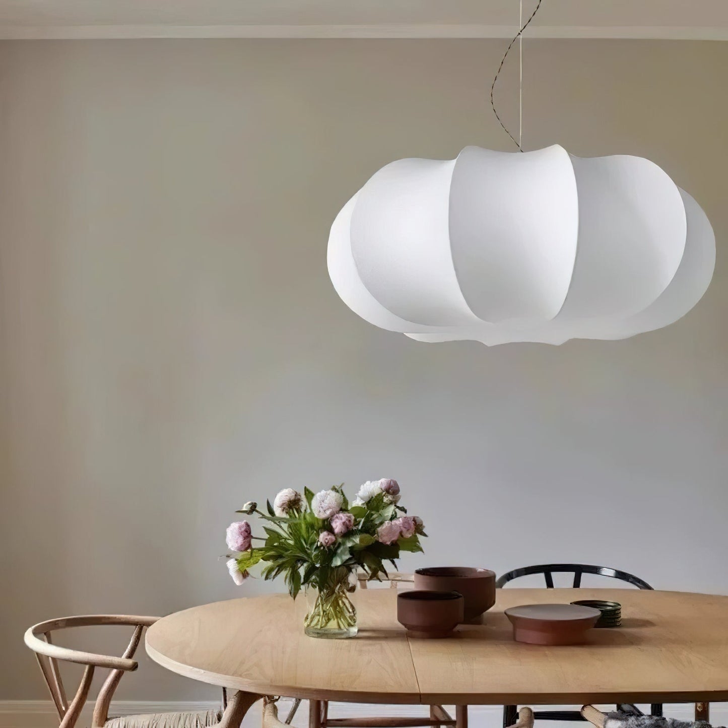 Kiyo | Pumpkin Pendant Light with Soft Linen Shade & Adjustable Height | Elegant Kitchen Pendant Lighting for Japandi Style 6