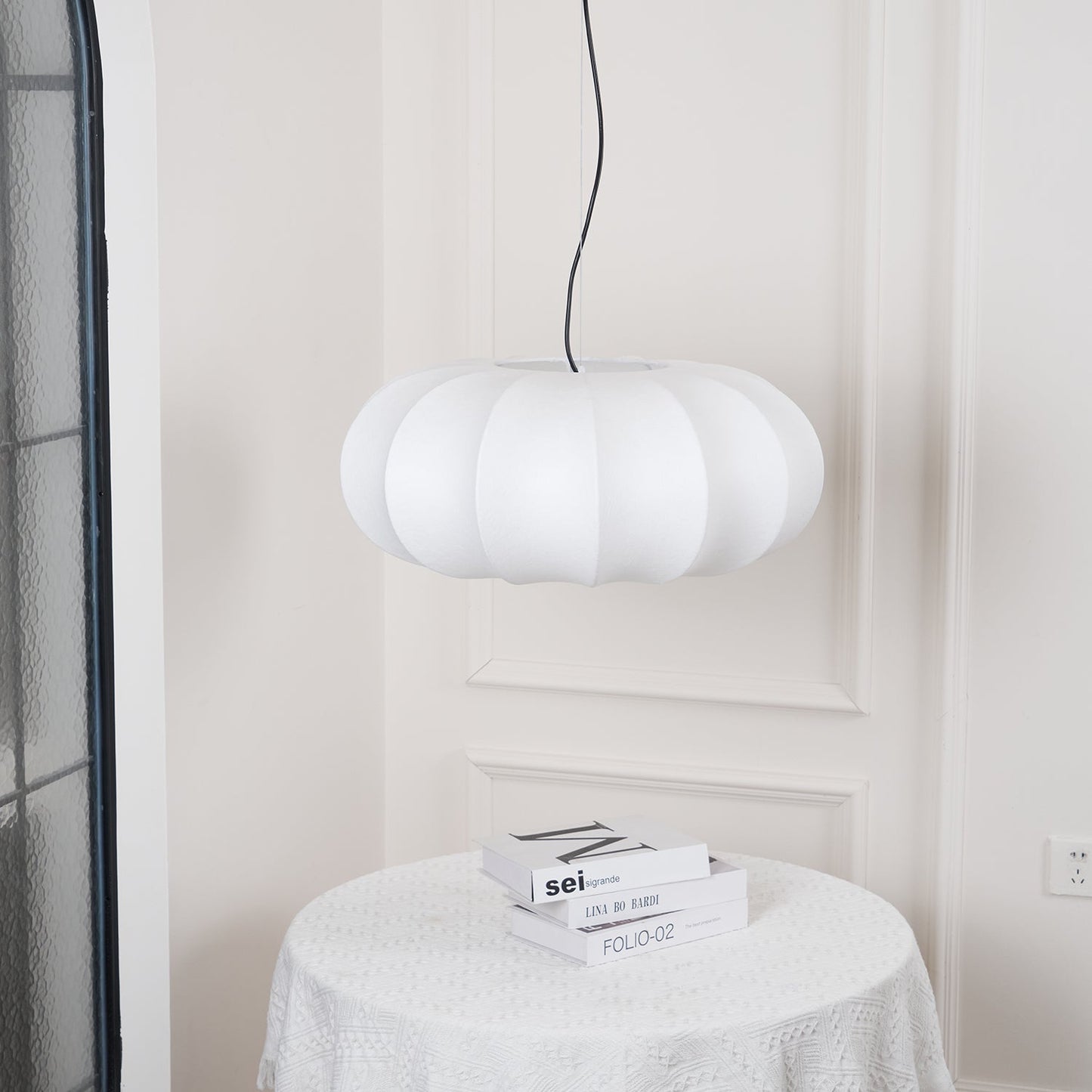 Kiyo | Pumpkin Pendant Light with Soft Linen Shade & Adjustable Height | Elegant Kitchen Pendant Lighting for Japandi Style 8