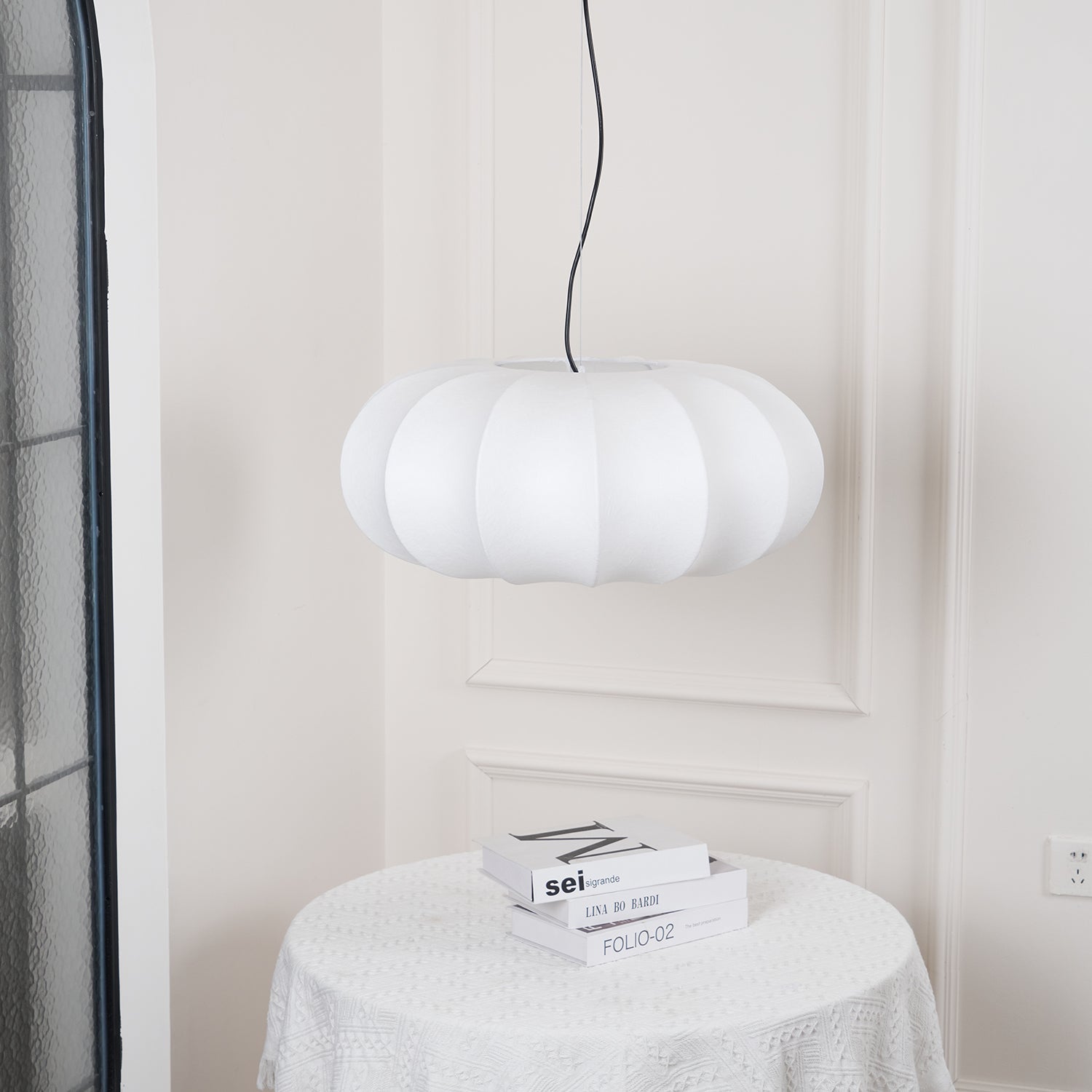 Kiyo | Pumpkin Pendant Light with Soft Linen Shade & Adjustable Height | Elegant Kitchen Pendant Lighting for Japandi Style 8