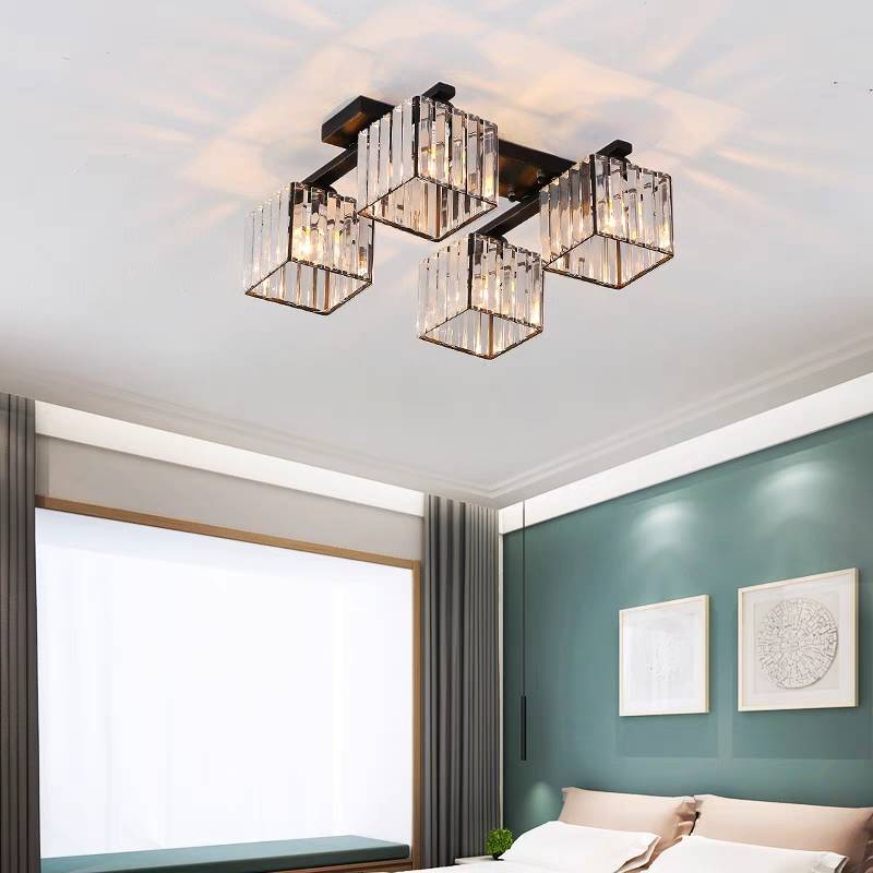 Kristy Flush Mount Ceiling Light, Metal & Acrylic, 4/6/8-Light | Black or Gold | E27, IP20, Hardwired