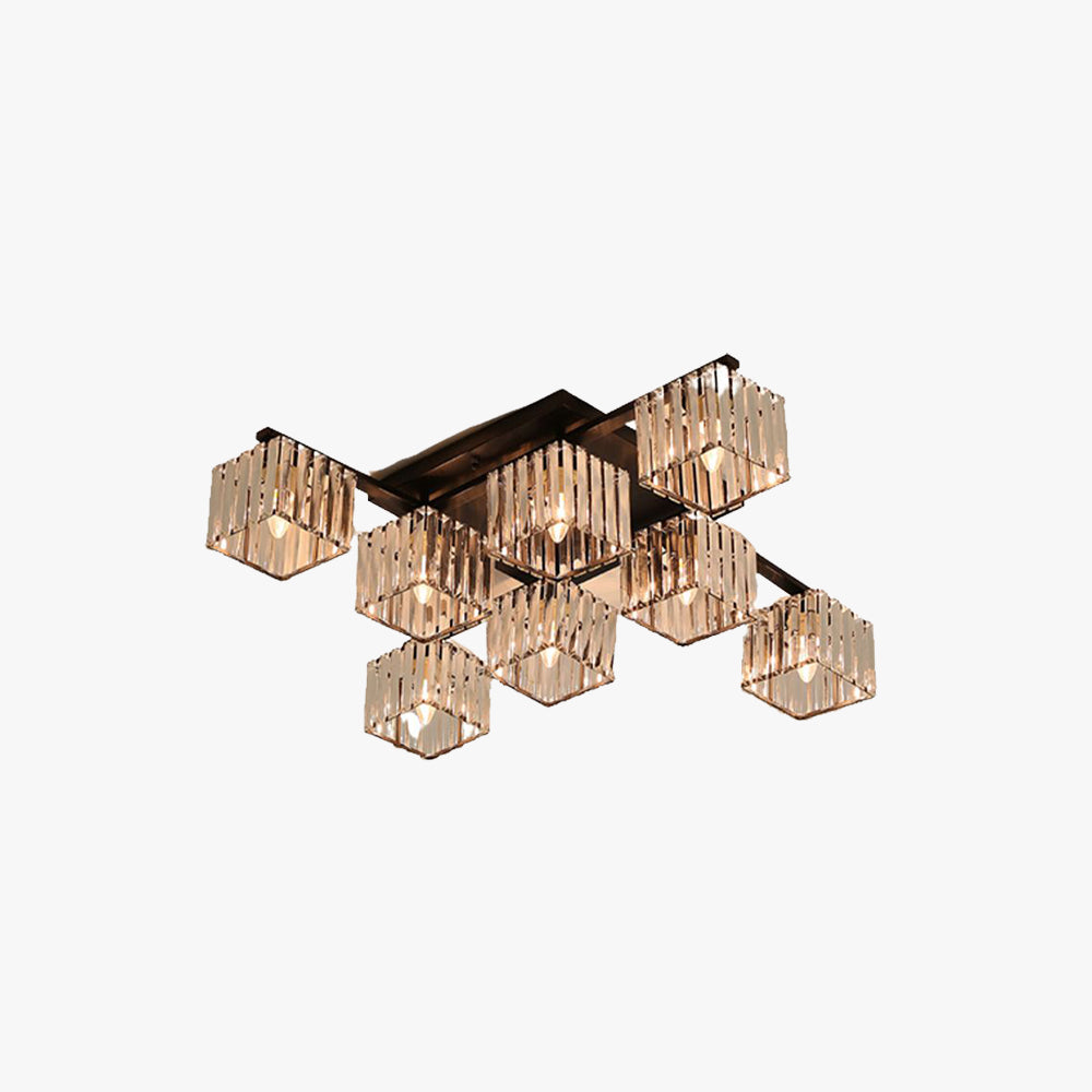 Kristy Flush Mount Ceiling Light, Metal & Acrylic, 4/6/8-Light | Black or Gold | E27, IP20, Hardwired