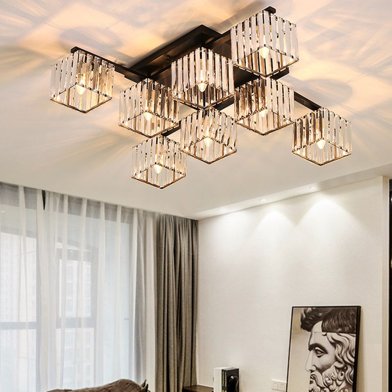 Kristy Flush Mount Ceiling Light, Metal & Acrylic, 4/6/8-Light | Black or Gold | E27, IP20, Hardwired
