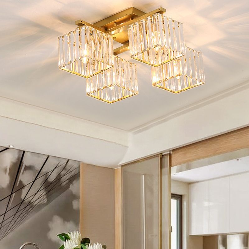 Kristy Flush Mount Ceiling Light, Metal & Acrylic, 4/6/8-Light | Black or Gold | E27, IP20, Hardwired