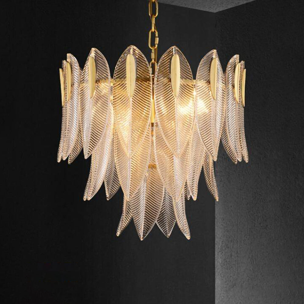 Kristy | Modern Gold Feather Chandelier with Adjustable Chain | Elegant Lighting for Bedrooms and Living Rooms