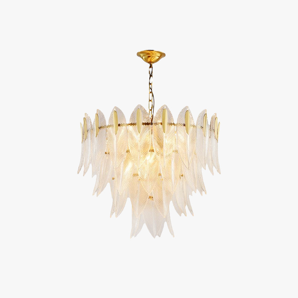 Kristy | Modern Gold Feather Chandelier with Adjustable Chain | Elegant Lighting for Bedrooms and Living Rooms