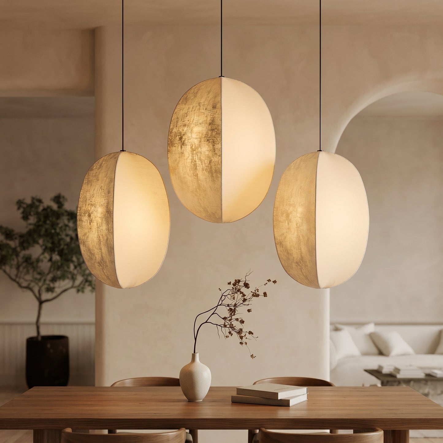 Kumo Collection | Linen Pendant Light with Adjustable Cord | Soft Ambient Glow for Tranquil Spaces 1