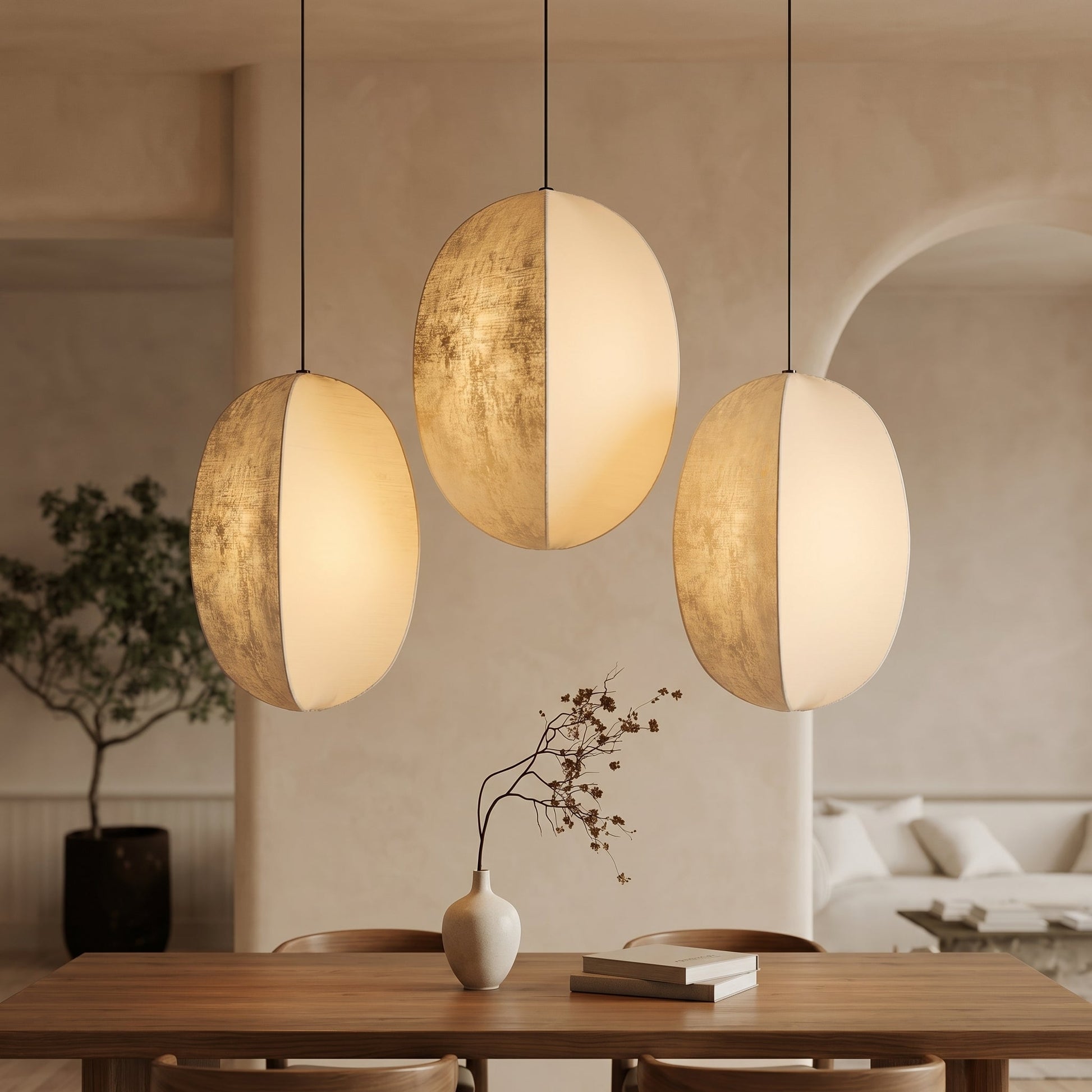 Kumo Collection | Linen Pendant Light with Adjustable Cord | Soft Ambient Glow for Tranquil Spaces 1