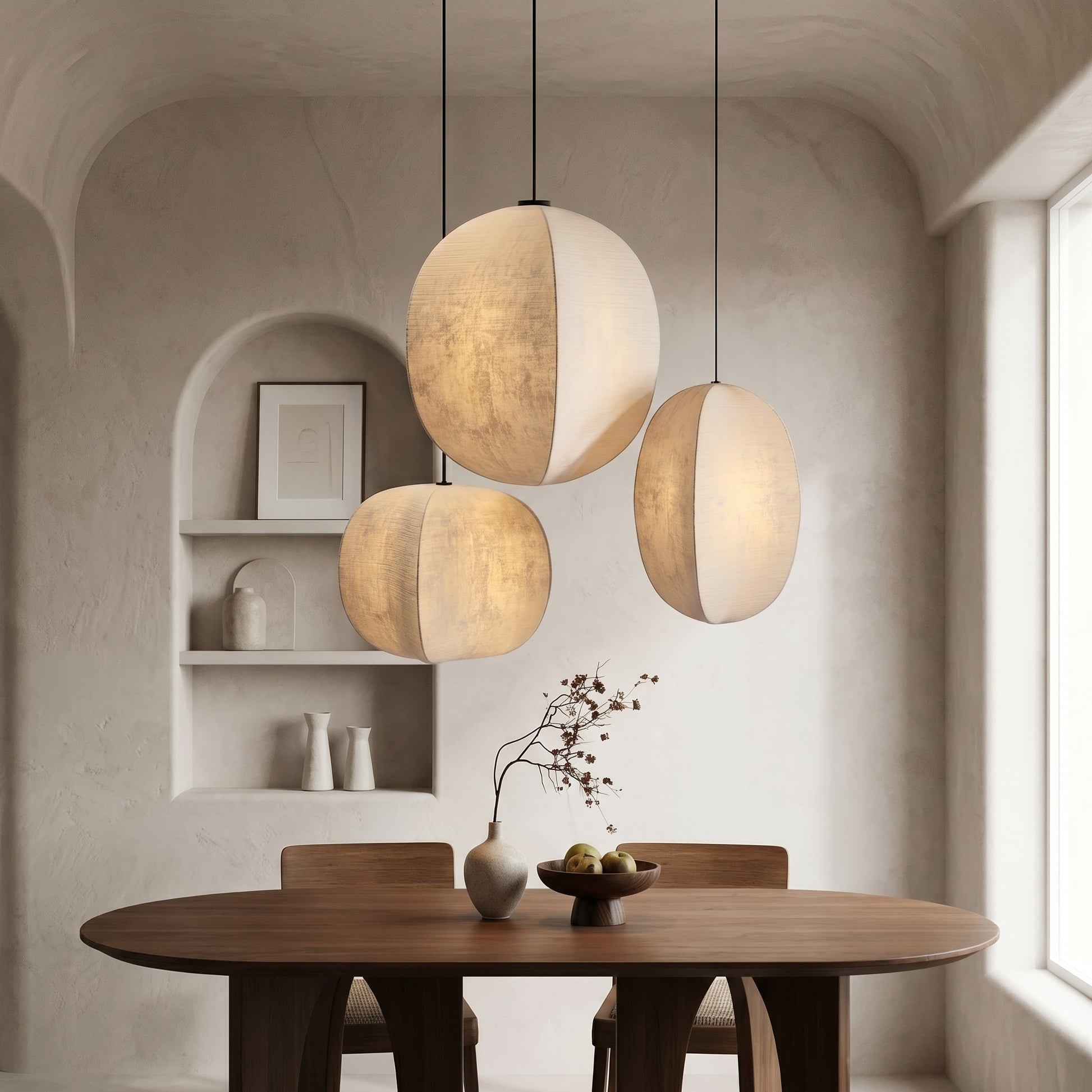 Kumo Collection | Linen Pendant Light with Adjustable Cord | Soft Ambient Glow for Tranquil Spaces 2