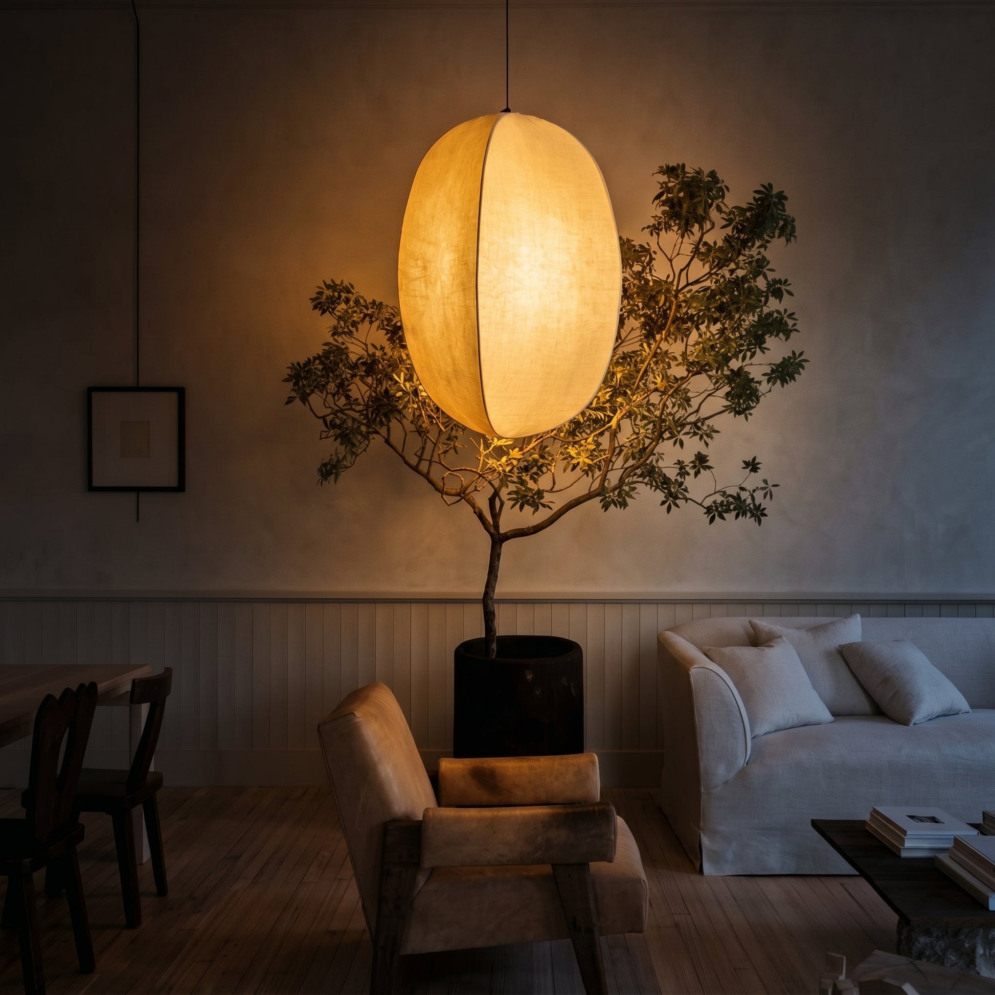 Kumo Collection | Linen Pendant Light with Adjustable Cord | Soft Ambient Glow for Tranquil Spaces 4