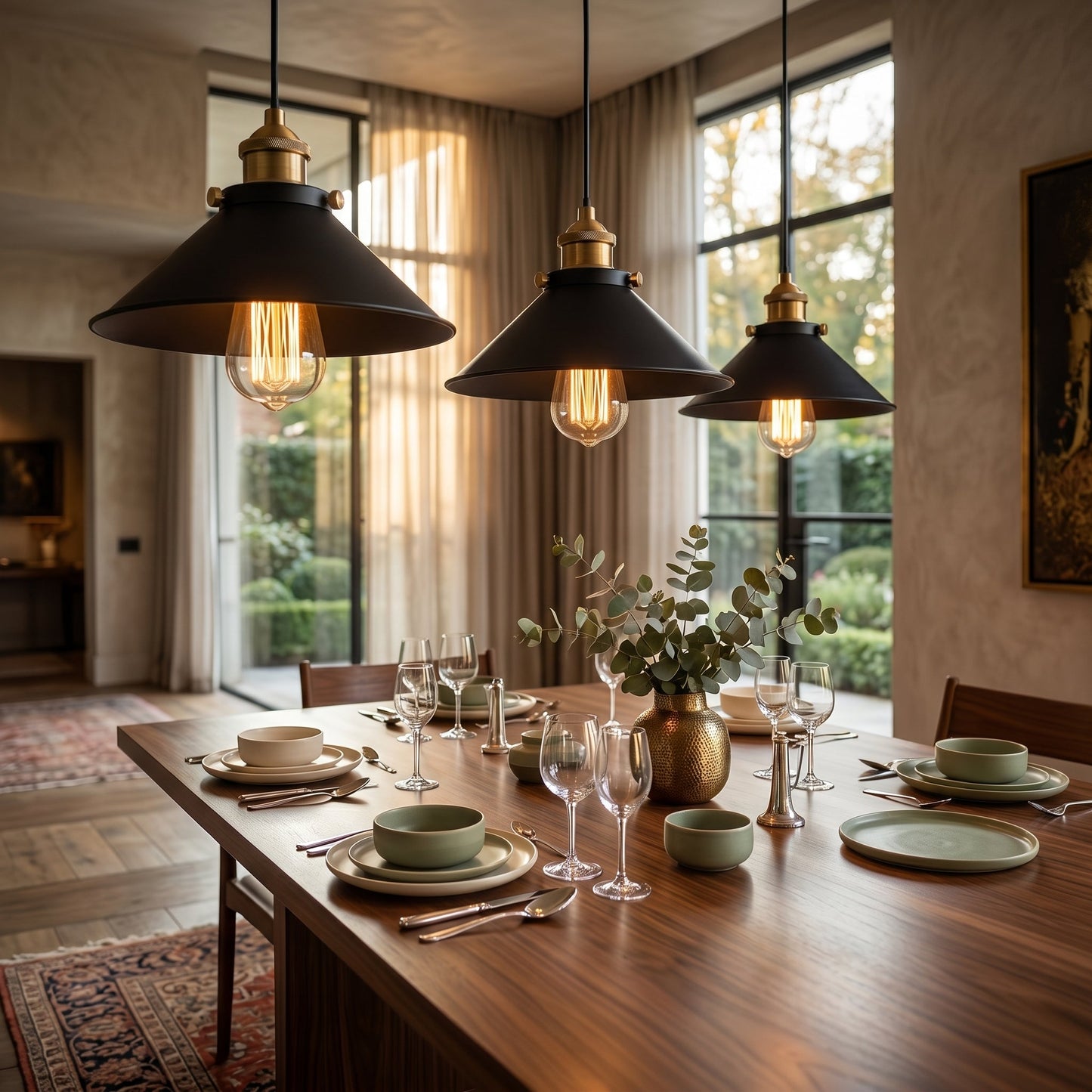 Kveld | Vintage Iron Pendant Light with Industrial Design | Adjustable Hanging Length for Focused Illumination 2