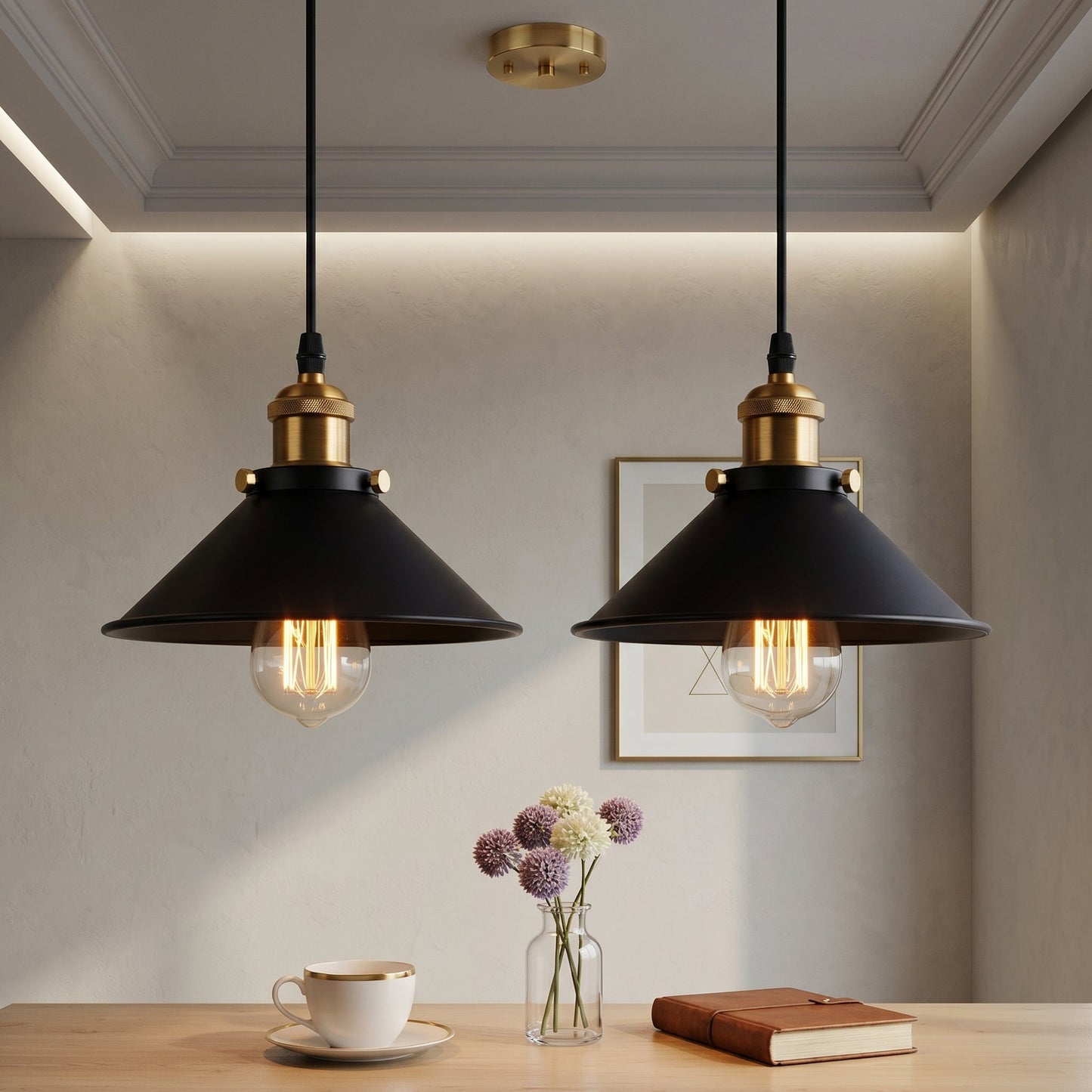Kveld | Vintage Iron Pendant Light with Industrial Design | Adjustable Hanging Length for Focused Illumination 4