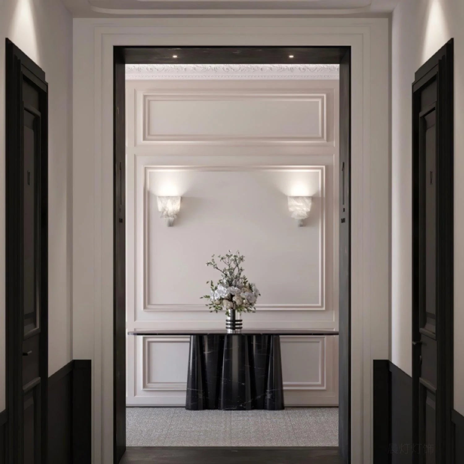 Jade Nordic White Alabaster Metal Wall Light