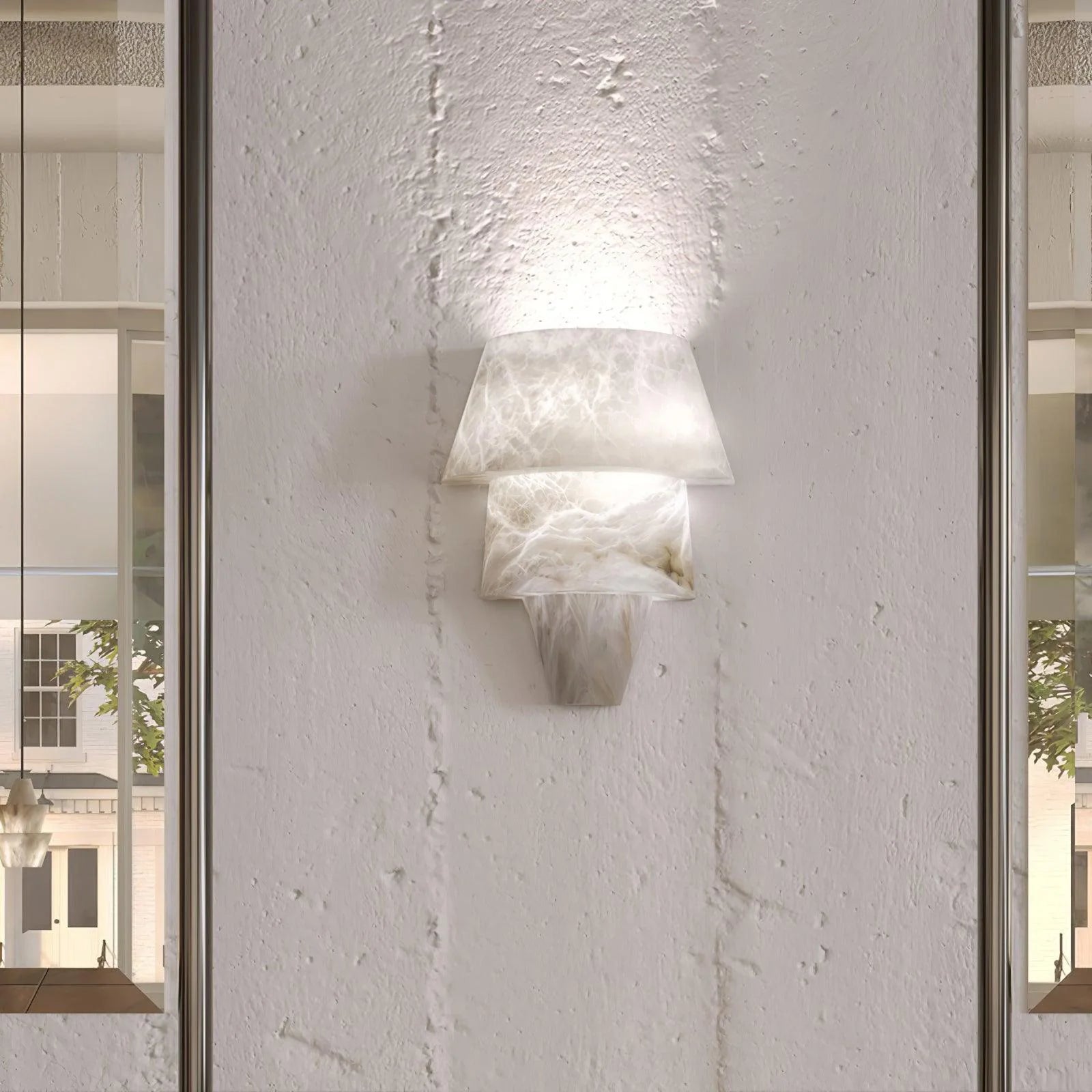 Jade Nordic White Alabaster Metal Wall Light