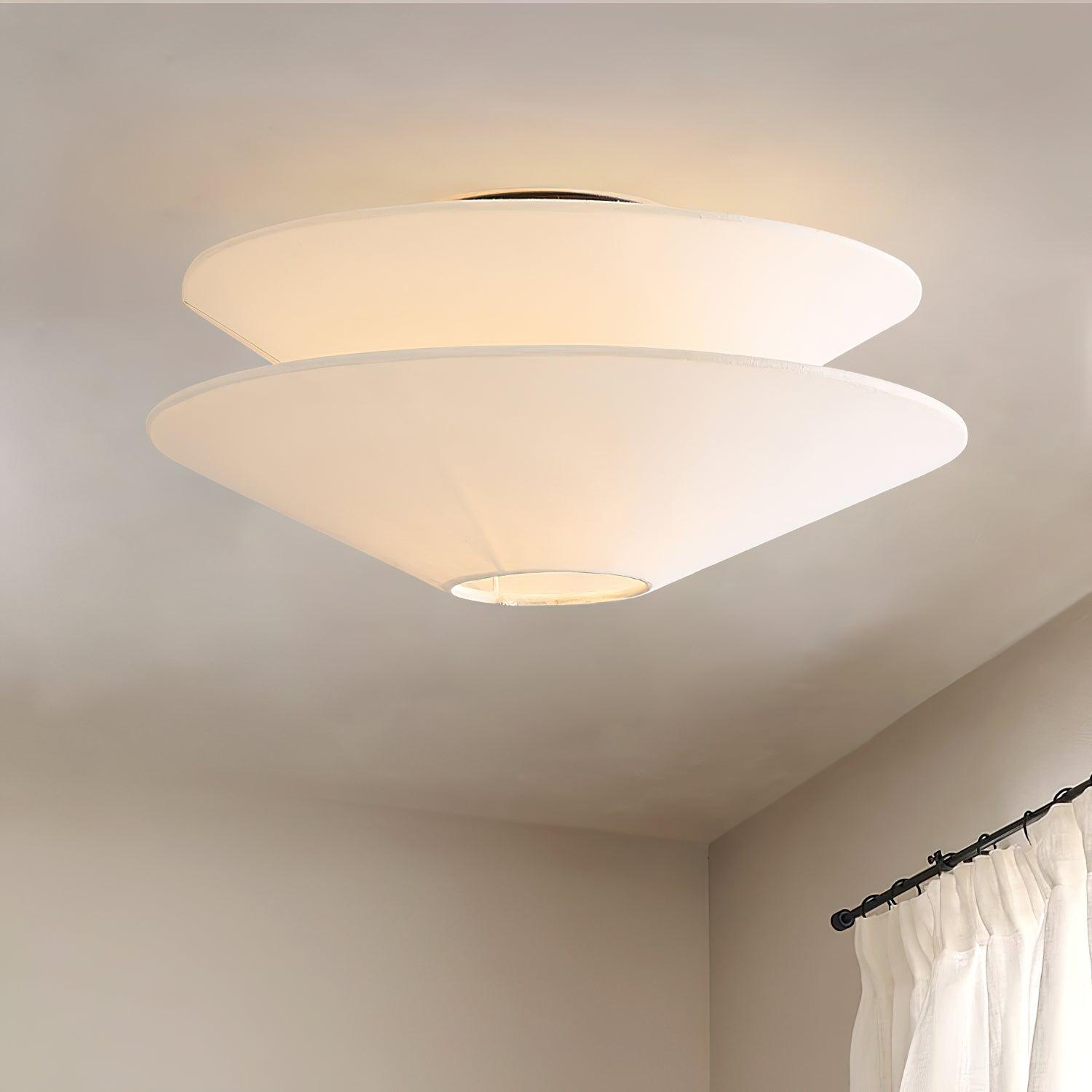 Lina | Flush Mount Ceiling Light Fixture with Soft White Linen Design | Modern Elegance for Living Rooms and Bedrooms 3