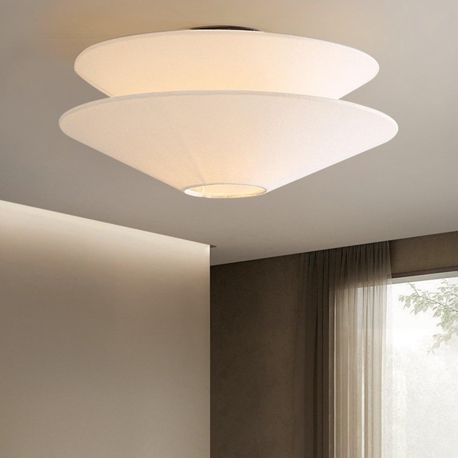 Lina | Flush Mount Ceiling Light Fixture with Soft White Linen Design | Modern Elegance for Living Rooms and Bedrooms 4