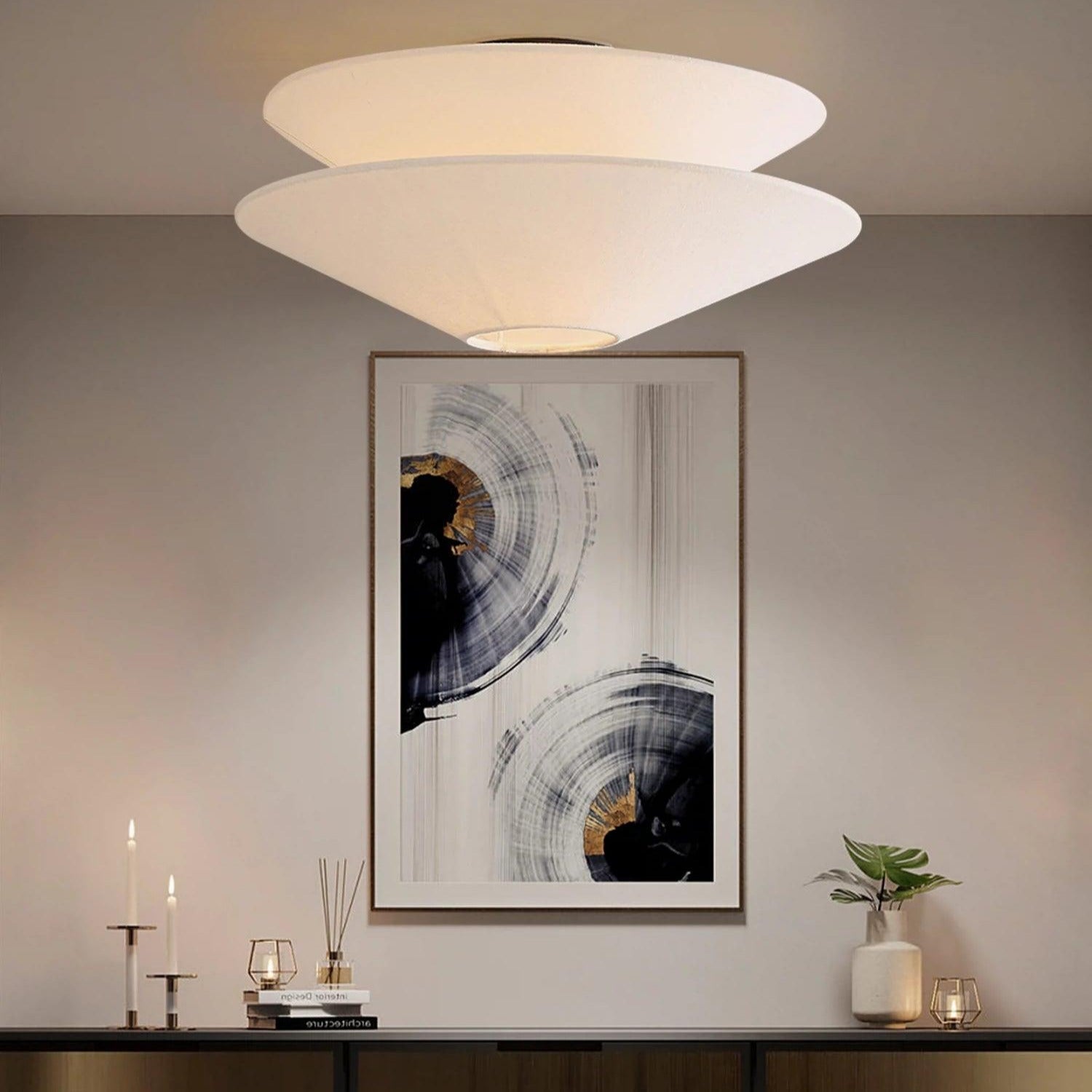 Lina | Flush Mount Ceiling Light Fixture with Soft White Linen Design | Modern Elegance for Living Rooms and Bedrooms 5