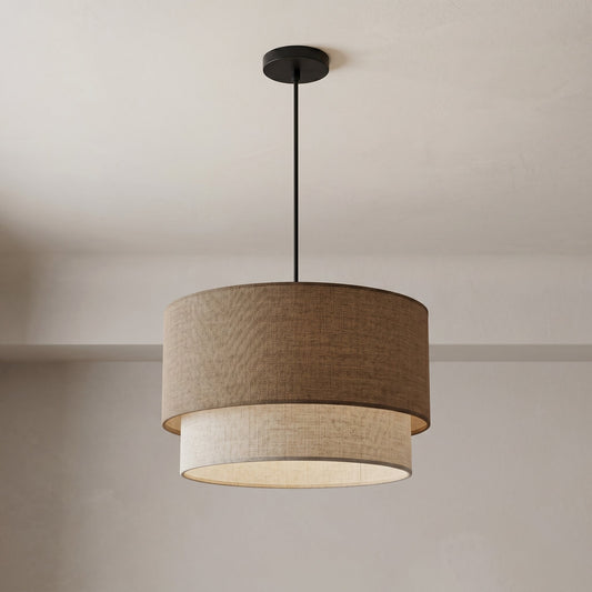 Linen Drum Chandelier Light with Dimmable Control | Modern Design for Warm Ambient Lighting 0