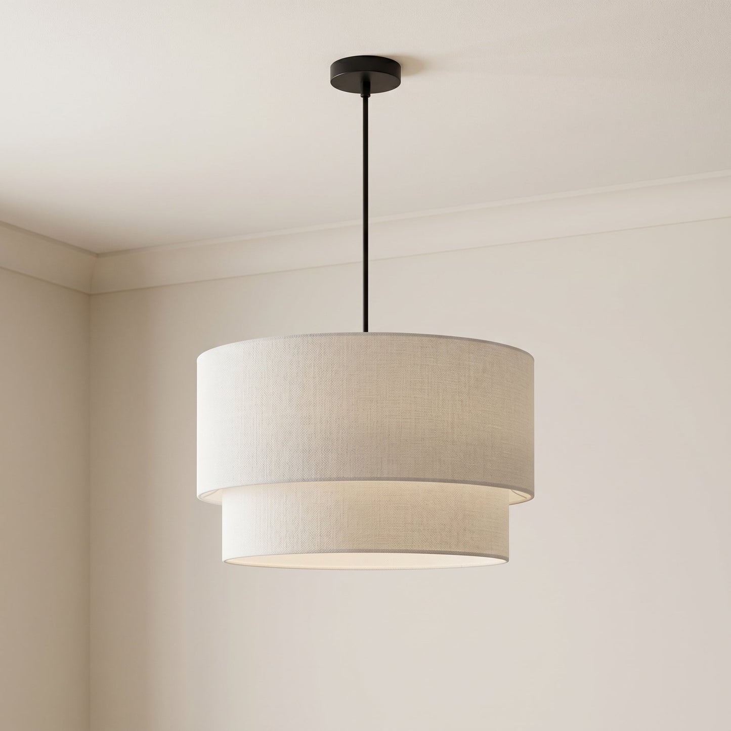 Linen Drum Chandelier Light with Dimmable Control | Modern Design for Warm Ambient Lighting 1