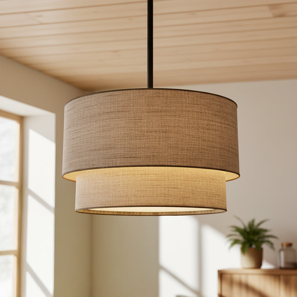 Linen Drum Chandelier Light with Dimmable Control | Modern Design for Warm Ambient Lighting 6