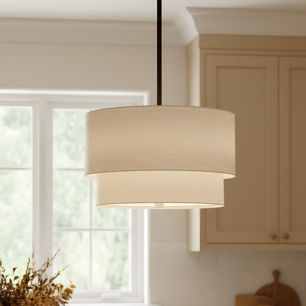 Linen Drum Chandelier Light with Dimmable Control | Modern Design for Warm Ambient Lighting 7