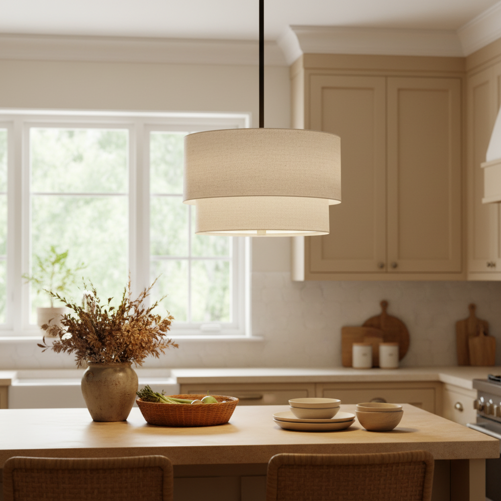 Linen Drum Chandelier Light with Dimmable Control | Modern Design for Warm Ambient Lighting 8