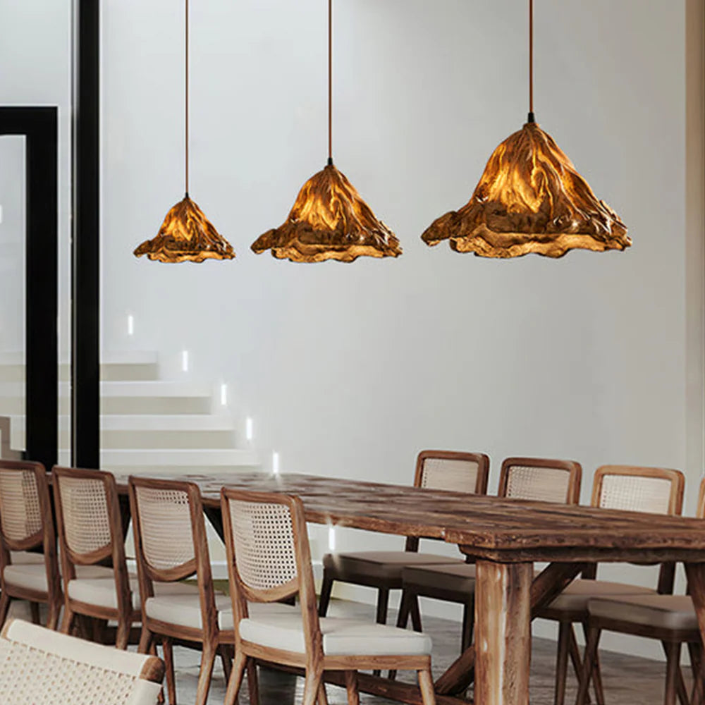 Lotus Leaf | Glass Pendant Light with Adjustable Cord | Elegant Fixture for Kitchen and Dining Areas 5