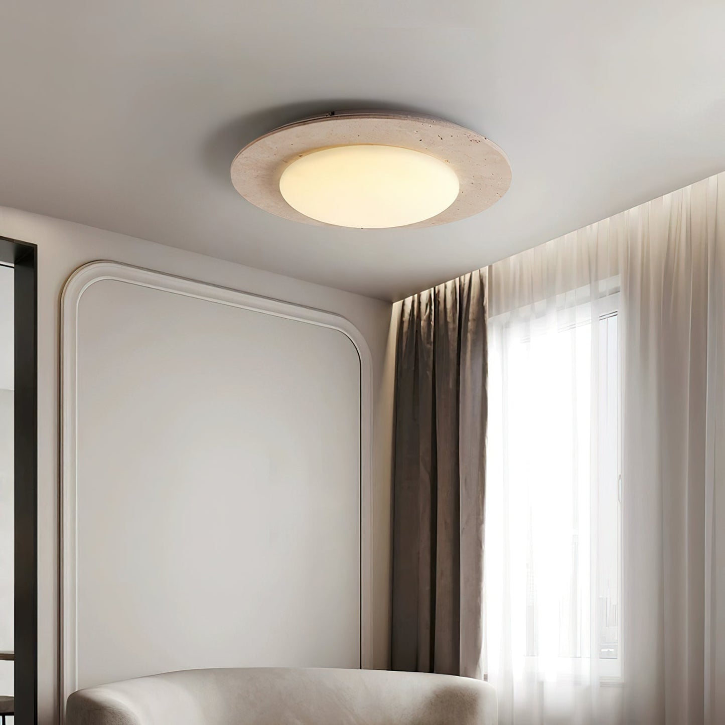 LumenCraft | Elegant Natural Wood Flush Mount Ceiling Light Fixture 2
