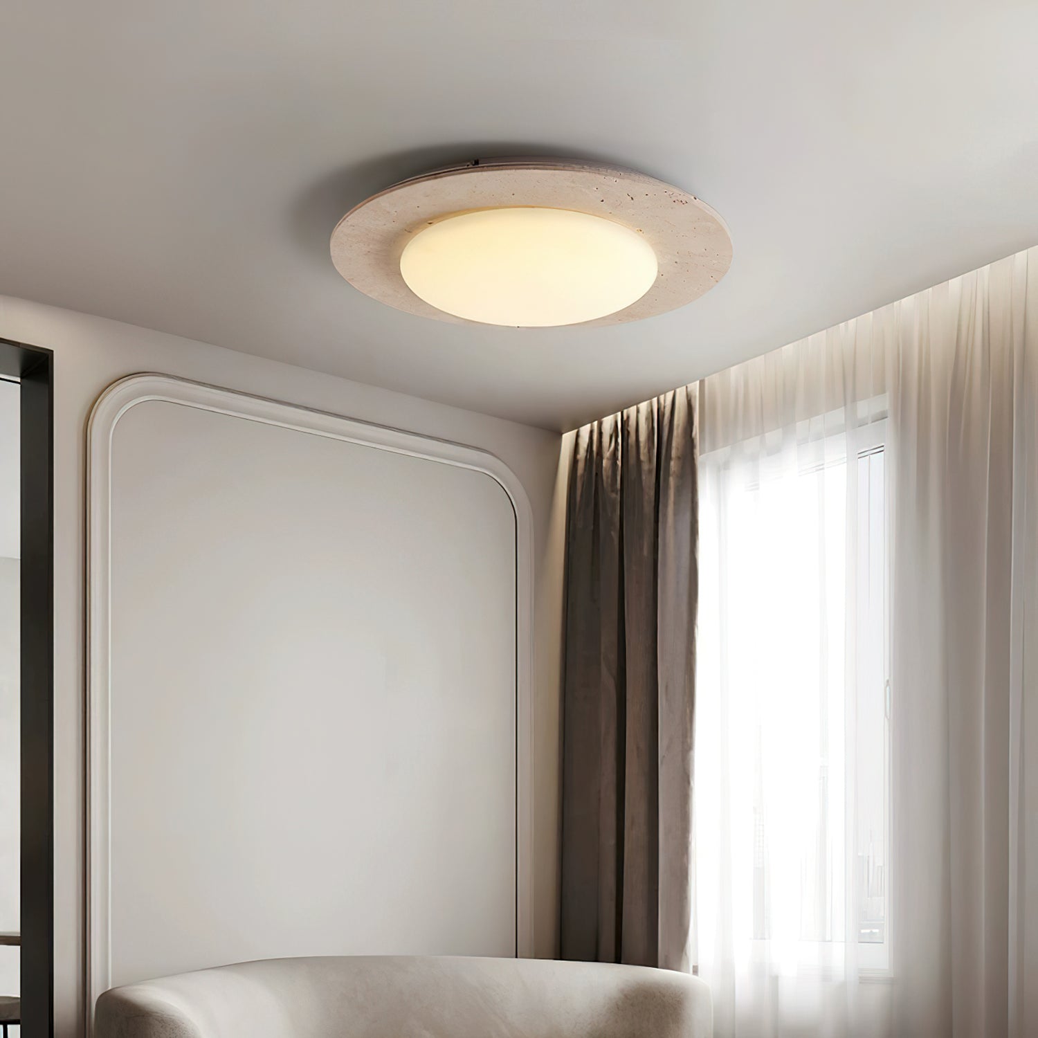 LumenCraft | Elegant Natural Wood Flush Mount Ceiling Light Fixture 2