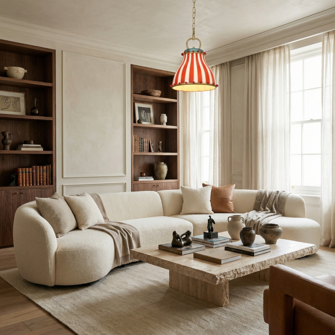 Lumen Circus | Glass Pendant Light with Vintage Striped Design | Elegant Kitchen Pendant Lighting for Cozy Spaces 2