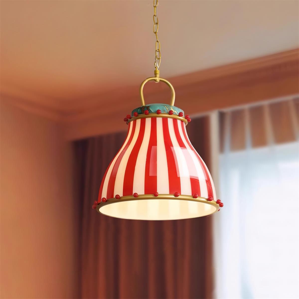 Lumen Circus | Glass Pendant Light with Vintage Striped Design | Elegant Kitchen Pendant Lighting for Cozy Spaces 3