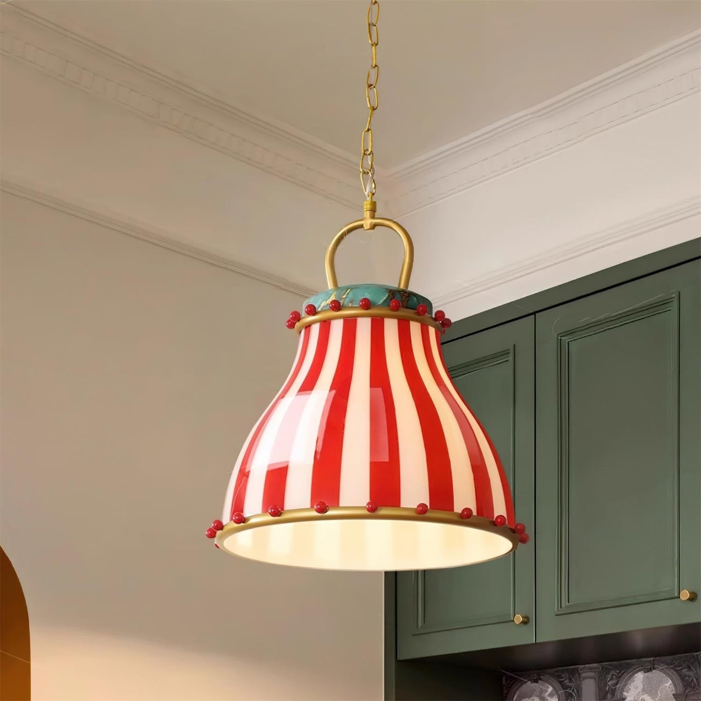 Lumen Circus | Glass Pendant Light with Vintage Striped Design | Elegant Kitchen Pendant Lighting for Cozy Spaces 4