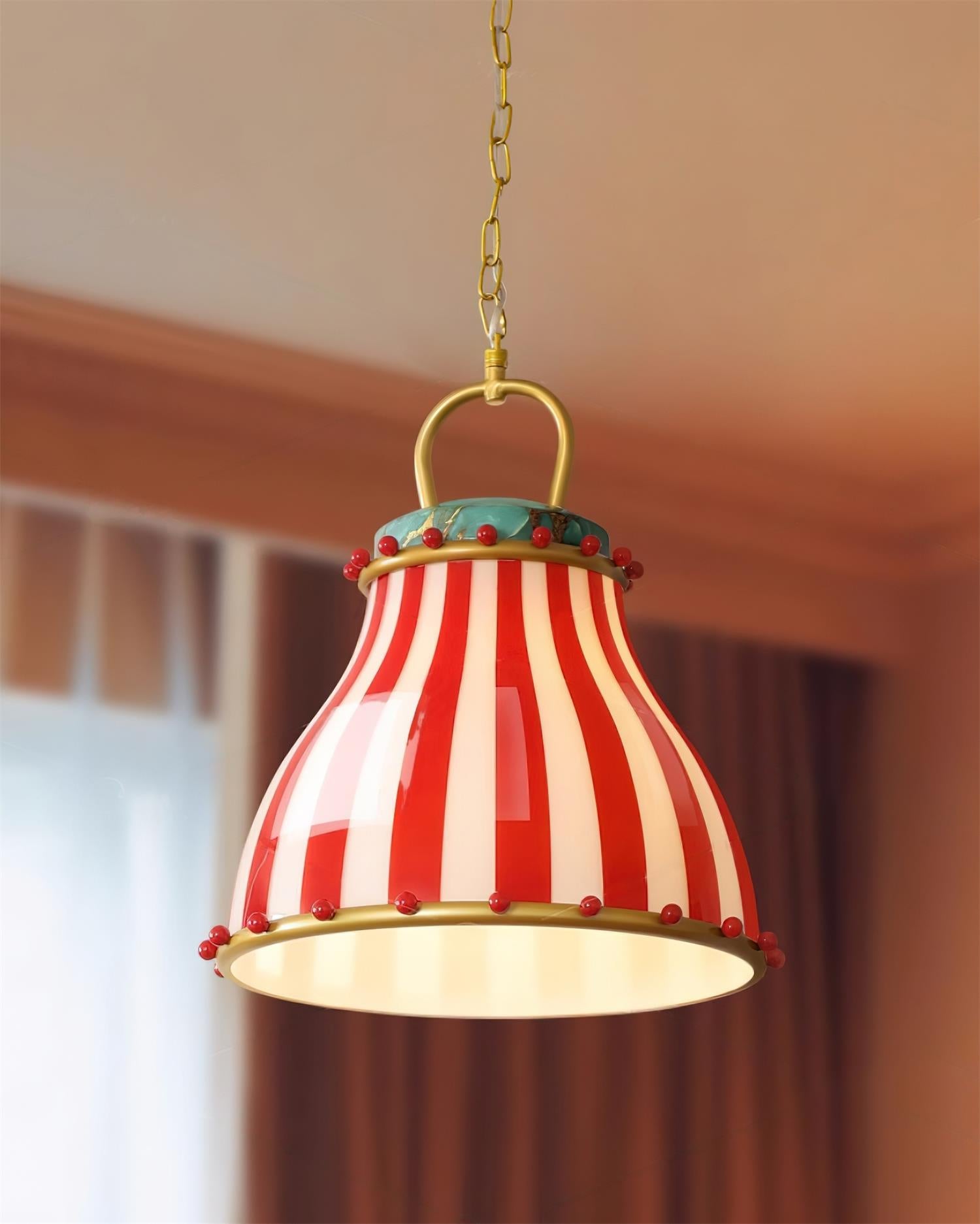 Lumen Circus | Glass Pendant Light with Vintage Striped Design | Elegant Kitchen Pendant Lighting for Cozy Spaces 5